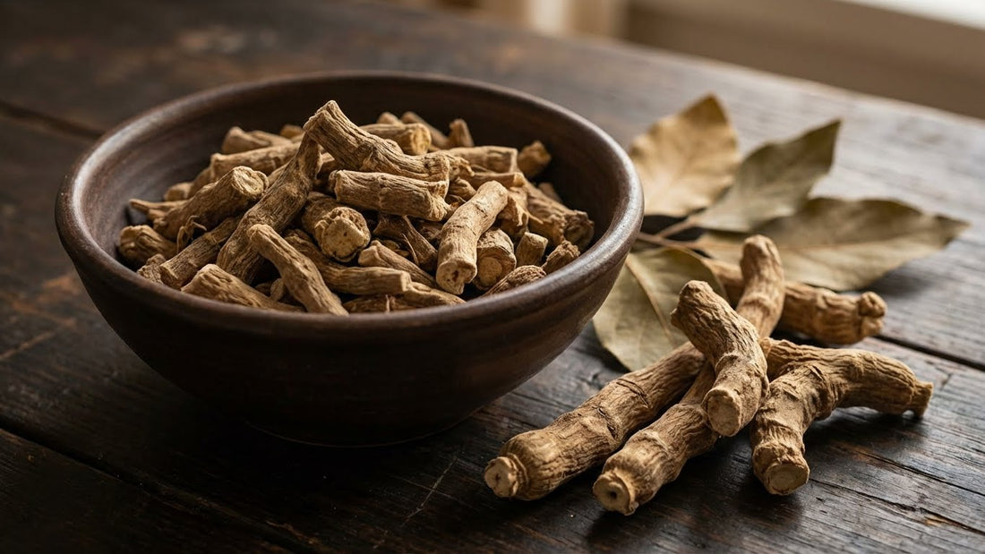 Ashwagandha root for men's health benefits including energy, stress relief, and vitality support