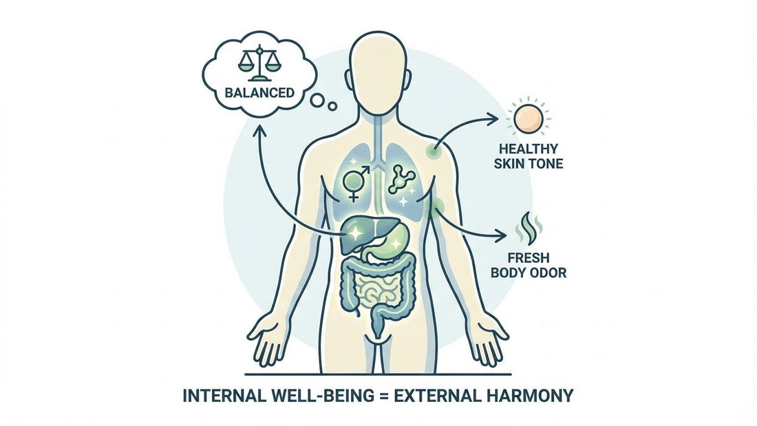 internal balance affecting skin tone and body odor