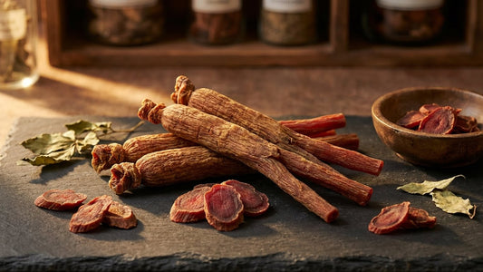 Premium Korean red ginseng roots for men's vitality, energy, and stamina support