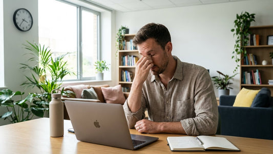 man in his 30s experiencing low energy during the workday