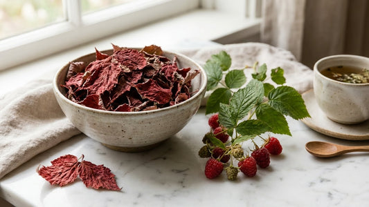 Red raspberry leaf tea for women's menstrual health, period cramps, and uterine toning